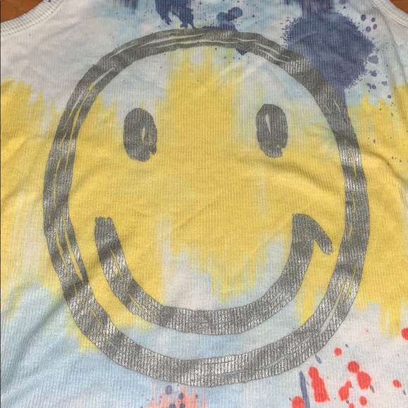 NWOT Forever 21 Paint Splatter Happy Face Tank - Picture 2 of 4